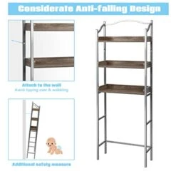 Giantex Over-The-Toilet Spacesaver 3-Tier W/Adjustable Shelves And Sturdy Metal, Easy Assembly Freestanding Bathroom Rack For Essentials Bathroom Storage Organizer Rack (Sliver) -Moen Shop 41SCwXJumTL