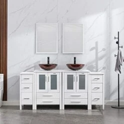 Eclife 72" White Bathroom Vanity W/White Side Cabinet Combo Modern Pedestal Cabinet Set Pedestal Stand Wood With Bathroom Vanity Mirror Drawers Soft Closing Cabinet Doors Set (2B02W 2B11W) 17 Eclife 72" White Bathroom Vanity W/White Side Cabinet Combo Modern Pedestal Cabinet Set Pedestal Stand Wood With Bathroom Vanity Mirror Drawers Soft Closing Cabinet Doors Set (2B02W 2B11W) -Moen Shop 41SDYE4mnGL. AC
