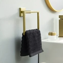 KES Gold Bathroom Hardware Set 2 Pieces, Toilet Paper Holder And Towel Ring Square Wall Mount, SUS304 Stainless Steel Brushed Gold, LA225BZ-22 -Moen Shop 41SaKpBoKFL