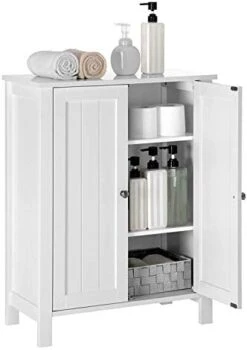 Noskatu Bathroom Floor Cabinet Small Storage Corner Floor Cupboard With A Single Shutter Door And Drawer Narrow Bathroom Cabinet For Bathroom Bedroom Living Room Kitchen White -Moen Shop 41SqoGyHXL. AC