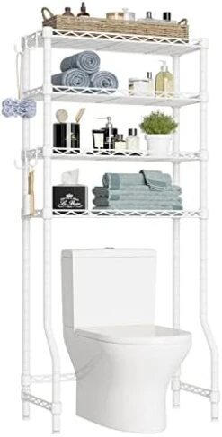 VIPEK X4 White Over The Toilet Storage Cabinet Bathroom Rack 4-Tier Adjustable Shelves For Bathroom Toilet Storage Shelf Organizer Heavy Duty Corner Stand Sturdy Anti-Tilt Tower Shelf Space Saver -Moen Shop 41T0ZdcfL4L. AC
