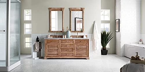 Savannah 72" Double Vanity Cabinet, Driftwood, With 3 CM Eternal Jasmine Pearl Quartz Top W/Sink 6 Savannah 72" Double Vanity Cabinet, Driftwood, With 3 CM Eternal Jasmine Pearl Quartz Top W/Sink - Image 4