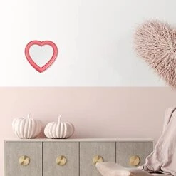 Jetec Heart Makeup Mirror Heart Shaped Mirror Tabletop Cosmetic Mirror Wall Mirror Vanity Mirror For Women Girls, 10.6 Inches (Pink) -Moen Shop 41TEHywihPS