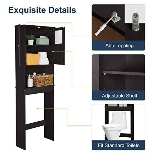 FCH Over The Toilet Storage Space Saver Bathroom Cabinet Organizer Storage Cabinet Brown 6 FCH Over The Toilet Storage Space Saver Bathroom Cabinet Organizer Storage Cabinet Brown - Image 4