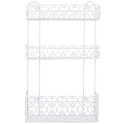 MyGift Wall Mounted White Metal 3 Tiered Hanging Bathroom Shelf, Decorative Kitchen Shelf Organizer Spice Rack With Victorian Cutout Design -Moen Shop 41TVrJFvP7L