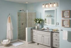 Moen DN8390BN Retreat 22-Inch Wide X 5-Inch Deep Decorative Glass Bathroom Vanity Shelf, Brushed Nickel