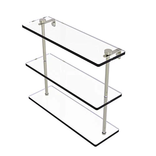 Allied Brass NS-5/16 16 Inch Triple Tiered Glass Shelf, Polished Nickel 3 Allied Brass NS-5/16 16 Inch Triple Tiered Glass Shelf, Polished Nickel