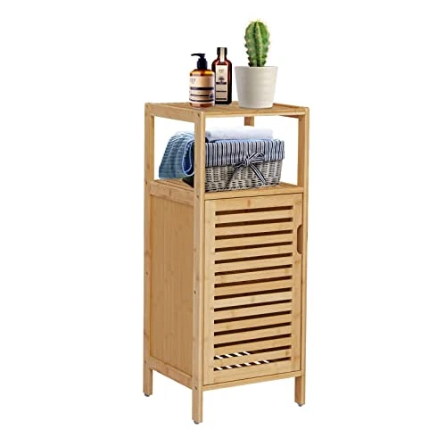Kinbor Bamboo Bathroom Cabinet Floor Free Stand Storage Cabinet With Single Door Furniture Cabinet For Bathroom, Living Room, Bedroom 3 Kinbor Bamboo Bathroom Cabinet Floor Free Stand Storage Cabinet With Single Door Furniture Cabinet For Bathroom, Living Room, Bedroom
