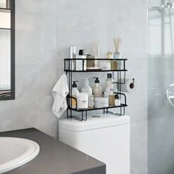 RICH LIVING DECOR Over The Toilet Storage, Over Toilet Bathroom Organizer, Above Toilet Rack, Toilet Stand, Bathroom Shelves Over Toilet, High-Grade Carbon Steel, Easy Assembly, 2-Tier Black 10 RICH LIVING DECOR Over The Toilet Storage, Over Toilet Bathroom Organizer, Above Toilet Rack, Toilet Stand, Bathroom Shelves Over Toilet, High-Grade Carbon Steel, Easy Assembly, 2-Tier Black -Moen Shop 41UZFHmOtoL