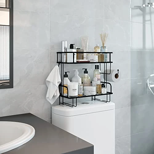 RICH LIVING DECOR Over The Toilet Storage, Over Toilet Bathroom Organizer, Above Toilet Rack, Toilet Stand, Bathroom Shelves Over Toilet, High-Grade Carbon Steel, Easy Assembly, 2-Tier Black 6 RICH LIVING DECOR Over The Toilet Storage, Over Toilet Bathroom Organizer, Above Toilet Rack, Toilet Stand, Bathroom Shelves Over Toilet, High-Grade Carbon Steel, Easy Assembly, 2-Tier Black - Image 4