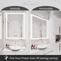 FITLAND 40"x 24" LED Bathroom Mirror Vanity Mirror, Anti-Fog, Dimmable, Color Temperature Adjustable 3000-6000K, Switch-held Memory Led Wall Mirror Suitable For Bathroom, Vanity (Vertical/Horizontal) -Moen Shop 41VZrEc9H3L