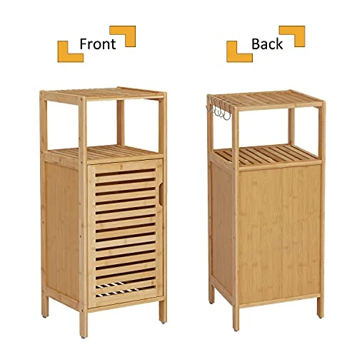 Kinbor Bamboo Bathroom Cabinet Floor Free Stand Storage Cabinet With Single Door Furniture Cabinet For Bathroom, Living Room, Bedroom 7 Kinbor Bamboo Bathroom Cabinet Floor Free Stand Storage Cabinet With Single Door Furniture Cabinet For Bathroom, Living Room, Bedroom - Image 5