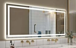 Klajowp 24''x36'' LED Bathroom Mirror With Front + Backlit, Tempered Glass Bathroom Mirror With Lights, Anti-Fog, 3 Colors With Stepless Dimmable Memory Bathroom Vanity Mirror For Wall, Shatterproof -Moen Shop 41WbVXDJIL. AC