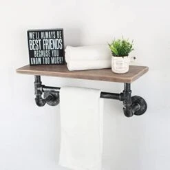 Industrial Pipe Shelf Bathroom Shelves Wall Mounted,19.6in Rustic Wood Shelf With Towel Bar,2 Tier Farmhouse Towel Rack Over Toilet,Pipe Shelving Floating Shelves Towel Holder,Retro Grey 29 Industrial Pipe Shelf Bathroom Shelves Wall Mounted,19.6in Rustic Wood Shelf With Towel Bar,2 Tier Farmhouse Towel Rack Over Toilet,Pipe Shelving Floating Shelves Towel Holder,Retro Grey -Moen Shop 41X4iVaM9bL. AC