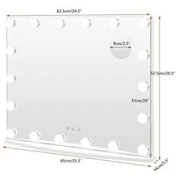 Tangkula 20.5" X 25.5" Hollywood Mirror With Lights, Vanity Mirror W/ 18 Dimmable Bulbs, 3 Color Lighting Modes & 4 Adjustable Brightness, Tabletop & Wall Mounted