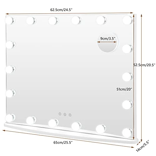 Tangkula 20.5" X 25.5" Hollywood Mirror With Lights, Vanity Mirror W/ 18 Dimmable Bulbs, 3 Color Lighting Modes & 4 Adjustable Brightness, Tabletop & Wall Mounted 3 Tangkula 20.5" X 25.5" Hollywood Mirror With Lights, Vanity Mirror W/ 18 Dimmable Bulbs, 3 Color Lighting Modes & 4 Adjustable Brightness, Tabletop & Wall Mounted
