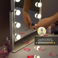 HAMSWAN Large Vanity Mirror With 3 Different Lighting Modes, Hollywood Lighted Mirror Vanity Makeup Mirror With 12 X 3W Dimmable LED Bulbs, White -Moen Shop 41XrsqhlQcL