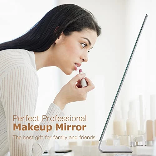 NEZZOE Modern Makeup Mirror, 12" Length Aluminum Desk Mirror, Vanity Mirror For Counter, Bedroom, Bathroom, Dorm 7 NEZZOE Modern Makeup Mirror, 12" Length Aluminum Desk Mirror, Vanity Mirror For Counter, Bedroom, Bathroom, Dorm - Image 5