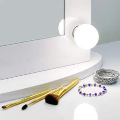SUPER DEAL Hollywood Vanity Mirror With Lights - Free Standing Makeup Beauty Cosmetic Mirror With 12 Dimmable LED Bulbs - Detachable Base For Tabletop Or Wall Mounted Optional -Moen Shop 41Y4cEGMyfL