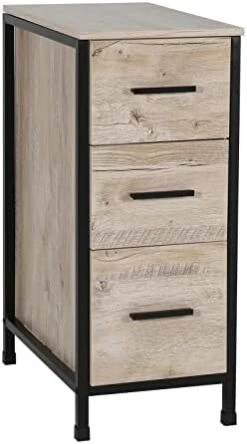 Eclife 12" Bathroom Floor Storage Cabinet, Bathroom 3 Drawers Vanity Side Cabinet W/Metal Frame, Free Standing Tower Storage Organizer For Bathroom, Bedroom, Living Room, Entryway, Space Saving (Oak) -Moen Shop 41YQzInh0VL. AC