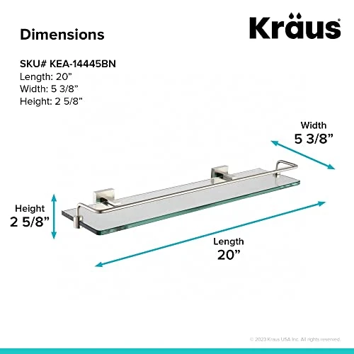 Kraus KEA-14445BN Aura Bathroom Accessories - Shelf With Railing Brushed Nickel 4 Kraus KEA-14445BN Aura Bathroom Accessories - Shelf With Railing Brushed Nickel - Image 2