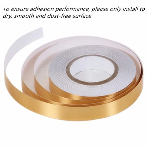 MISSYOUNG Gold Metalized Polyester Mylar Film Tape With Acrylic Adhesive, 0.8 In X 55 Yds. Vibrant Mirror Like Finish, Gold Decor Tape For Detailing Accent Wall, Wardrobe, Cabinet, Bathroom 3 MISSYOUNG Gold Metalized Polyester Mylar Film Tape With Acrylic Adhesive, 0.8 In X 55 Yds. Vibrant Mirror Like Finish, Gold Decor Tape For Detailing Accent Wall, Wardrobe, Cabinet, Bathroom