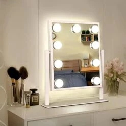 WEILY Hollywood Vanity Mirror With Lights,Large Lighted Makeup Mirror With 3 Color Light & 12 Dimmable Led Bulbs,Smart Lighted Touch Control Screen & 360 Degree Rotation(White) -Moen Shop 41YWK0thC1L. AC