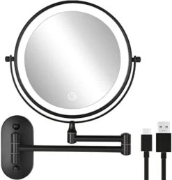 DECLUTTR Wall Mounted Makeup Mirror With 5X Magnification, 8 Inch Double Sided Vanity Magnifying Mirror For Bathroom, Black -Moen Shop 41Yd0PcIujL. AC