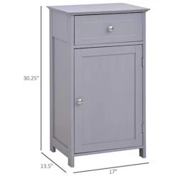 Kleankin Bathroom Cabinet With Drawer And Shelf, Toilet Vanity Cabinet For Toilet Paper, Towels Or Shampoo, Grey