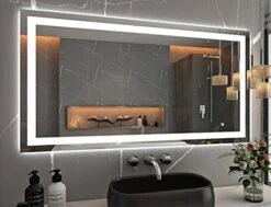 Klajowp 24''x36'' LED Bathroom Mirror With Front + Backlit, Tempered Glass Bathroom Mirror With Lights, Anti-Fog, 3 Colors With Stepless Dimmable Memory Bathroom Vanity Mirror For Wall, Shatterproof -Moen Shop 41Z1AoNEHcL. AC