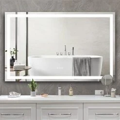 COZZIE Bathroom Vanity Mirror,60x28 Inch Lighted Vanity Mirror,3-Color 3000-6000k Dimmable Anti-Fog CRI 90+ Bathroom Mirrors For Wall(White/Natural/Warm Lights) 18 COZZIE Bathroom Vanity Mirror,60x28 Inch Lighted Vanity Mirror,3-Color 3000-6000k Dimmable Anti-Fog CRI 90+ Bathroom Mirrors For Wall(White/Natural/Warm Lights) -Moen Shop 41ZWH UDQ2L. AC