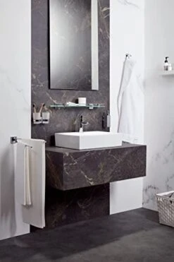 Mezzo 1118345 600 Mm Stainless Steel And Zinc Alloy Haceka Glass Shelf, Silver -Moen Shop 41afE49ypzL