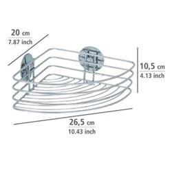 WENKO 18913100 Turbo-Loc Corner Shelf - Fixing Without Drilling, Steel, 26.5 X 10.5 X 20 Cm, Chrome -Moen Shop 41awTc4TgjL