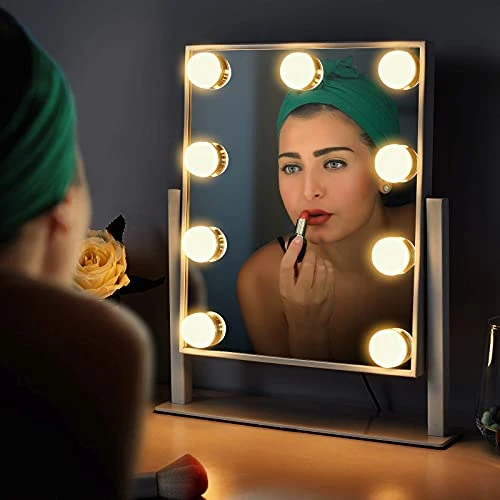NUSVAN Vanity Mirror With Lights,Makeup Mirror With Lights With 9 Dimmable LED Bulbs, 3 Color Lighting Modes Detachable 10X Magnification Mirror Touch Control,360°Rotation 7 NUSVAN Vanity Mirror With Lights,Makeup Mirror With Lights With 9 Dimmable LED Bulbs, 3 Color Lighting Modes Detachable 10X Magnification Mirror Touch Control,360°Rotation - Image 5