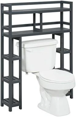 New Ridge Home Goods Home Solid Wood 2-Tier Space Saver With Side Storage For Bathroom, WHITE -Moen Shop 41cZfAJfqL. AC 1