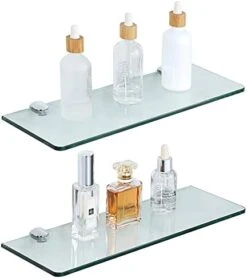 SAYAYO Floating Glass Shelves For Bathroom, 15 X 5 Inch Chrome Tempered Glass Shelf For Wall 1 Pack, Clear 23 SAYAYO Floating Glass Shelves For Bathroom, 15 X 5 Inch Chrome Tempered Glass Shelf For Wall 1 Pack, Clear -Moen Shop 41cdOl8R4L. AC