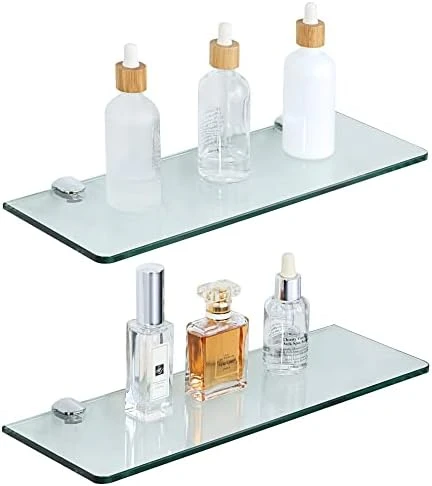 SAYAYO Floating Glass Shelves For Bathroom, 15 X 5 Inch Chrome Tempered Glass Shelf For Wall 1 Pack, Clear 12 SAYAYO Floating Glass Shelves For Bathroom, 15 X 5 Inch Chrome Tempered Glass Shelf For Wall 1 Pack, Clear - Image 10