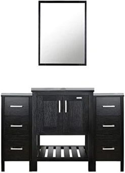 Eclife 48" Bathroom Vanity Black W/Side Cabinet Combo Modern Pedestal Cabinet Set Pedestal Stand Wood With Bathroom Vanity Mirror Soft Closing Cabinet Doors Set (B06 2B11) -Moen Shop 41cnNvUEqCL. AC
