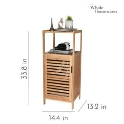 WHOLE HOUSEWARES Bamboo Shoe Rack Cabinet - Shelf Storage With Doors For Bathroom, Bedroom, And Kitchen- Freestanding Entryway Organizer Furniture - Multi-Tier Wood Cabinets For Small Spaces -Moen Shop 41dIGEFM9YL