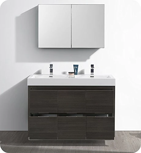 Fresca Valencia 48" Gray Oak Free Standing Double Sink Modern Bathroom Vanity 3 Fresca Valencia 48" Gray Oak Free Standing Double Sink Modern Bathroom Vanity