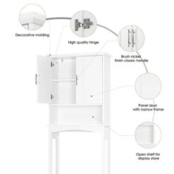 Spirich Over The Toilet Storage Cabinet, Bathroom Shelf Over Toilet, Bathroom Organizer Space Saver, White -Moen Shop 41dWX7ueKML