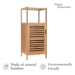 WHOLE HOUSEWARES Bamboo Shoe Rack Cabinet - Shelf Storage With Doors For Bathroom, Bedroom, And Kitchen- Freestanding Entryway Organizer Furniture - Multi-Tier Wood Cabinets For Small Spaces -Moen Shop 41e0GRYkR5L