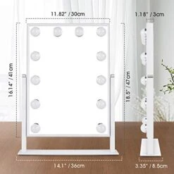 HAMSWAN Large Vanity Mirror With 3 Different Lighting Modes, Hollywood Lighted Mirror Vanity Makeup Mirror With 12 X 3W Dimmable LED Bulbs, White -Moen Shop 41egx2ycHvL