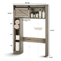 Landia Home Over The Toilet Storage Shelving - Bathroom Shelf And Cabinet With Sliding Barn Door -Moen Shop 41eocf8T95L