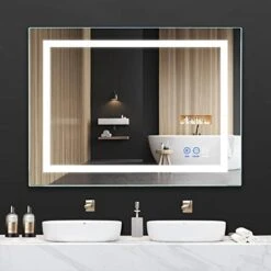 FITLAND 40"x 24" LED Bathroom Mirror Vanity Mirror, Anti-Fog, Dimmable, Color Temperature Adjustable 3000-6000K, Switch-held Memory Led Wall Mirror Suitable For Bathroom, Vanity (Vertical/Horizontal) -Moen Shop 41erY5dcynL. AC