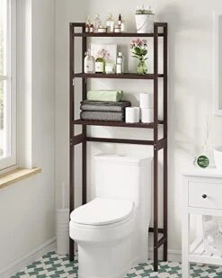 AMBIRD Over The Toilet Storage, 3-Tier Bathroom Organizer Over Toilet With Sturdy Bamboo Shelves,Multifunctional Toilet Shelf,Easy To Assemble And Saver Space, 25 * 10 * 64 Inches (Original Color) -Moen Shop 41essWSS OL. AC