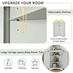 Merax Corner Storage Cabinet, Wood Bathroom Cabinet With Two Doors And Open Shelves, Bathroom Floor Cabinet, Easy To Assemble -Moen Shop 41fBtqxu6rL