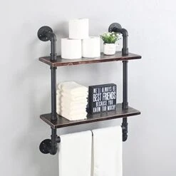 Industrial Pipe Shelf Bathroom Shelves Wall Mounted,19.6in Rustic Wood Shelf With Towel Bar,2 Tier Farmhouse Towel Rack Over Toilet,Pipe Shelving Floating Shelves Towel Holder,Retro Grey 22 Industrial Pipe Shelf Bathroom Shelves Wall Mounted,19.6in Rustic Wood Shelf With Towel Bar,2 Tier Farmhouse Towel Rack Over Toilet,Pipe Shelving Floating Shelves Towel Holder,Retro Grey -Moen Shop 41fMee76OYS. AC
