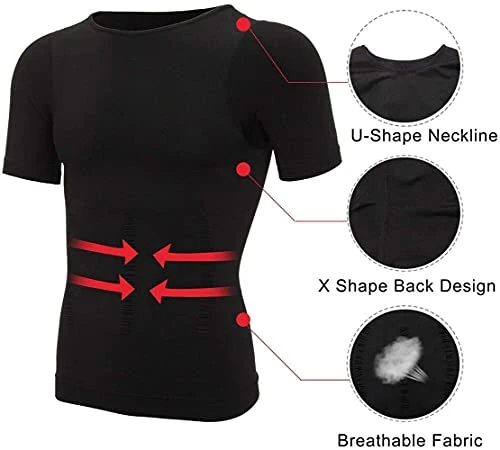 TTCPUYSA 2021 Men's Shaper Slimming Compression T-Shirt,Athletic Slim Shapewear Compression Vest Sleeveless,Suitable For Sports And Fitness (Black, M) 4 TTCPUYSA 2021 Men's Shaper Slimming Compression T-Shirt,Athletic Slim Shapewear Compression Vest Sleeveless,Suitable For Sports And Fitness (Black, M) - Image 2