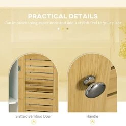 Kleankin Tall Bathroom Storage Cabinet, Free Standing Bathroom Cabinet Slim Side Organizer With 3 Shelves And Bamboo Cabinet, White/Natural -Moen Shop 41gSOBv2zoL